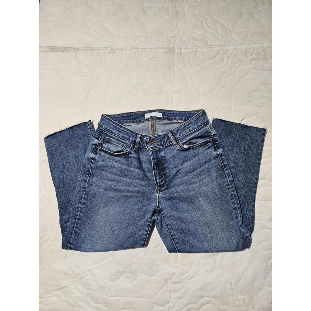 LOFT Cropped Jeans Raw Hem Medium Wash Size 27 / 4 21” Inseam